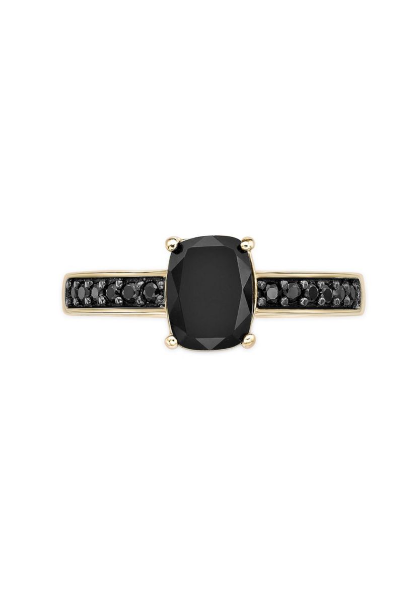 1 1/3 ct. t.w. Black Onyx and 1/5 ct. t.w. Black Spinel Ring in 2 Micron Gold Plated Sterling Silver