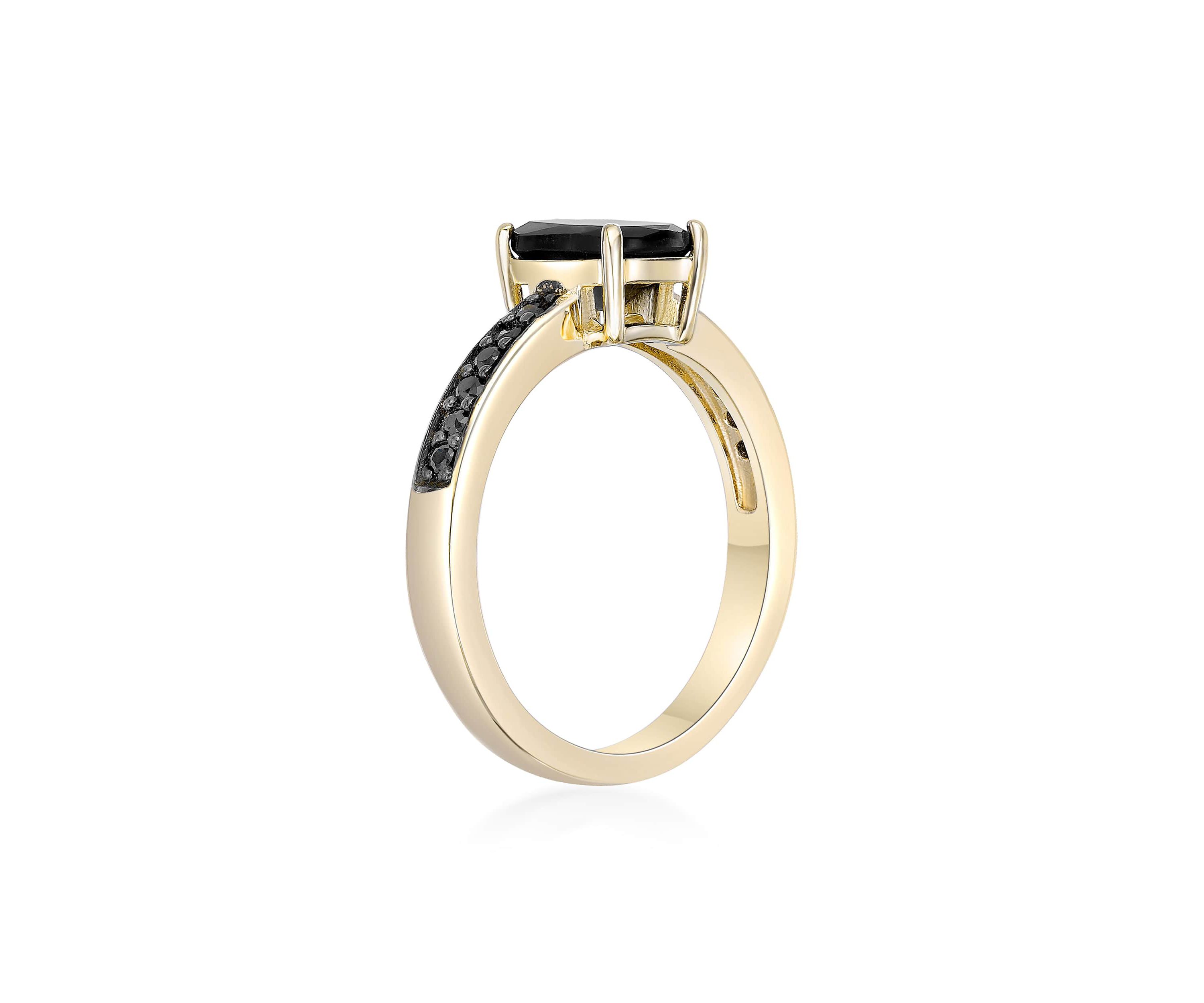 1 1/3 ct. t.w. Black Onyx and 1/5 ct. t.w. Black Spinel Ring in 2 Micron Gold Plated Sterling Silver