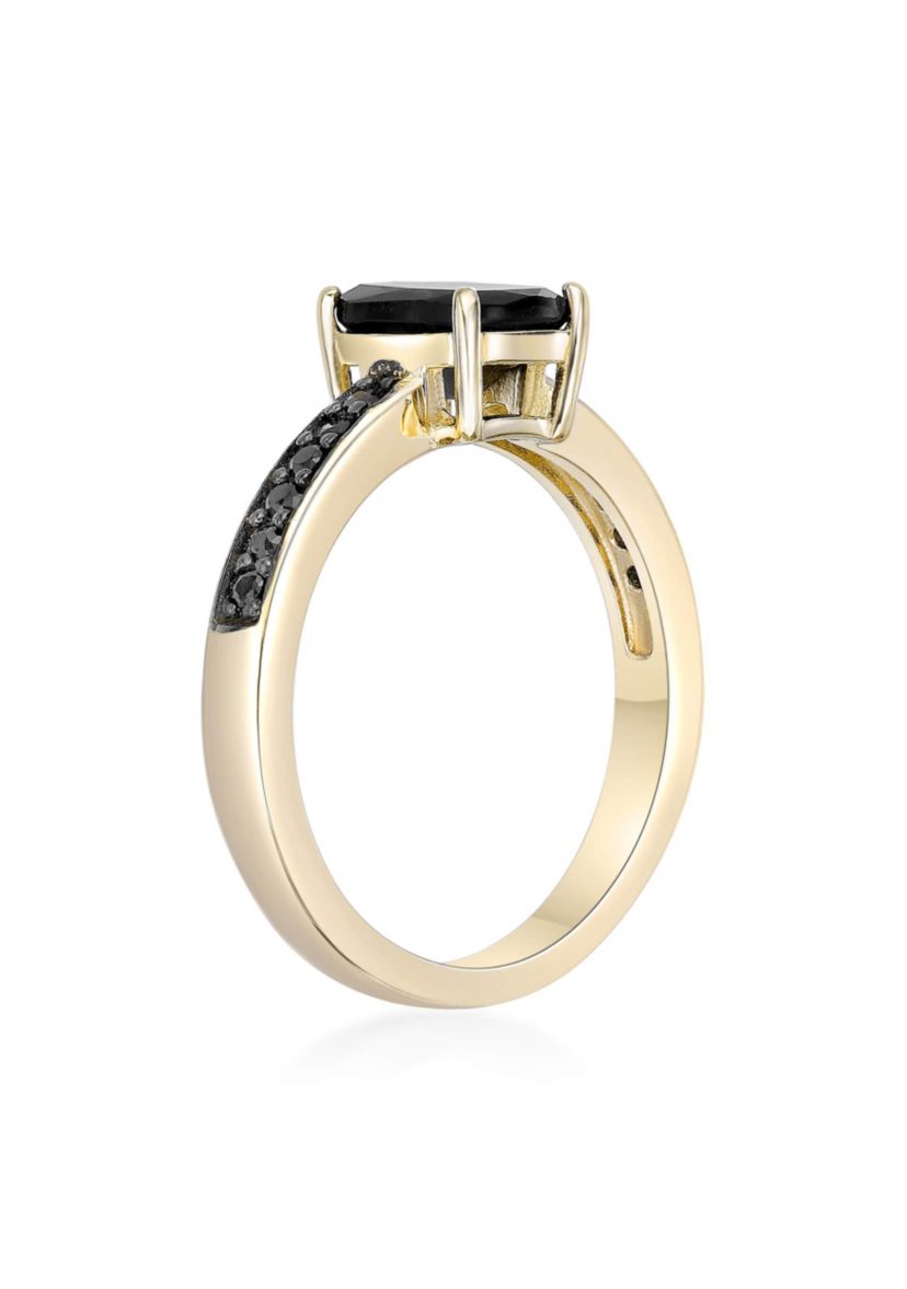 1 1/3 ct. t.w. Black Onyx and 1/5 ct. t.w. Black Spinel Ring in 2 Micron Gold Plated Sterling Silver
