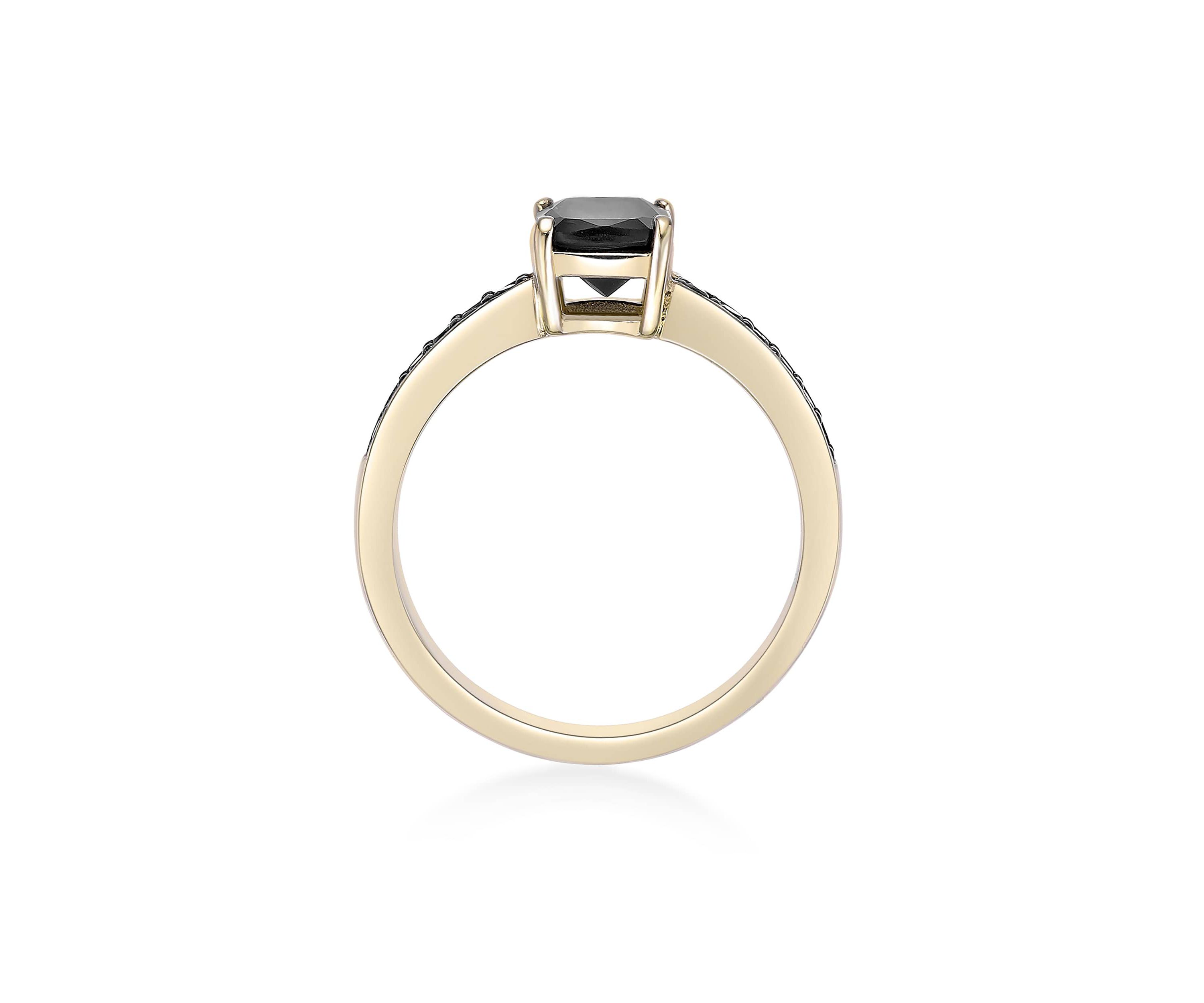 1 1/3 ct. t.w. Black Onyx and 1/5 ct. t.w. Black Spinel Ring in 2 Micron Gold Plated Sterling Silver