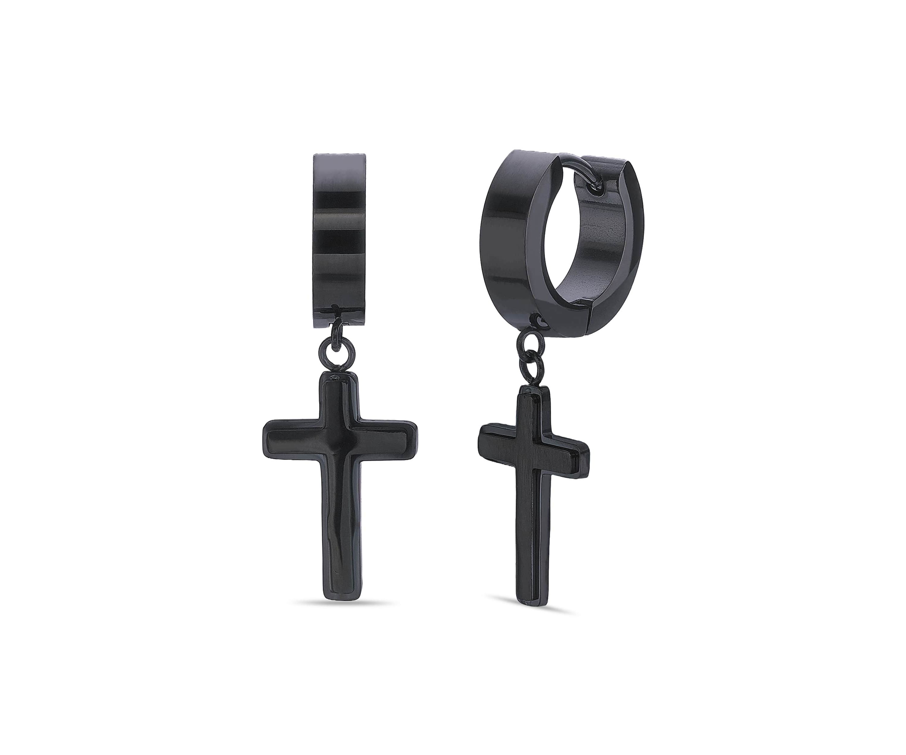Cross Earrings in Ion Plated Stainless Steel