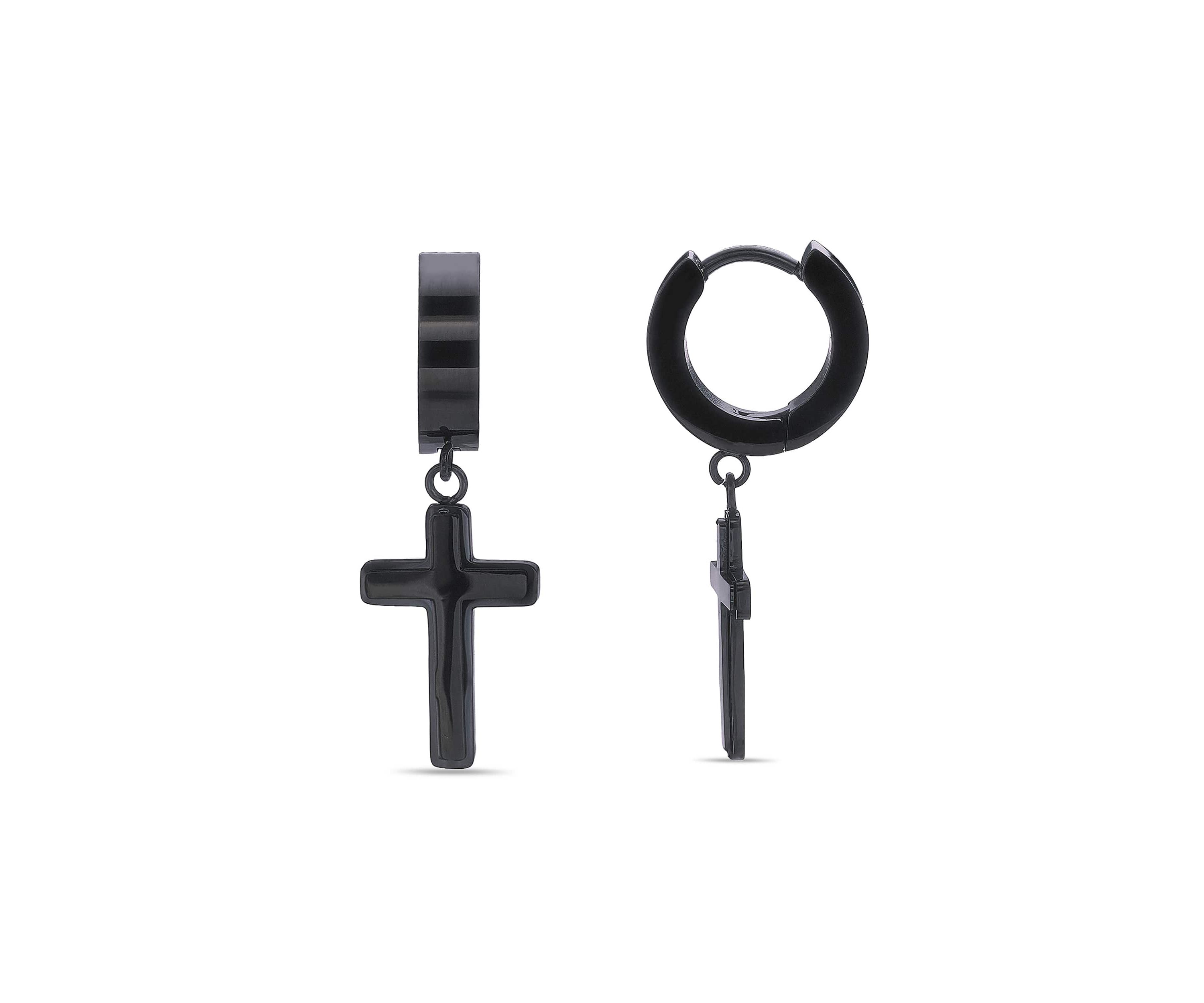 Cross Earrings in Ion Plated Stainless Steel