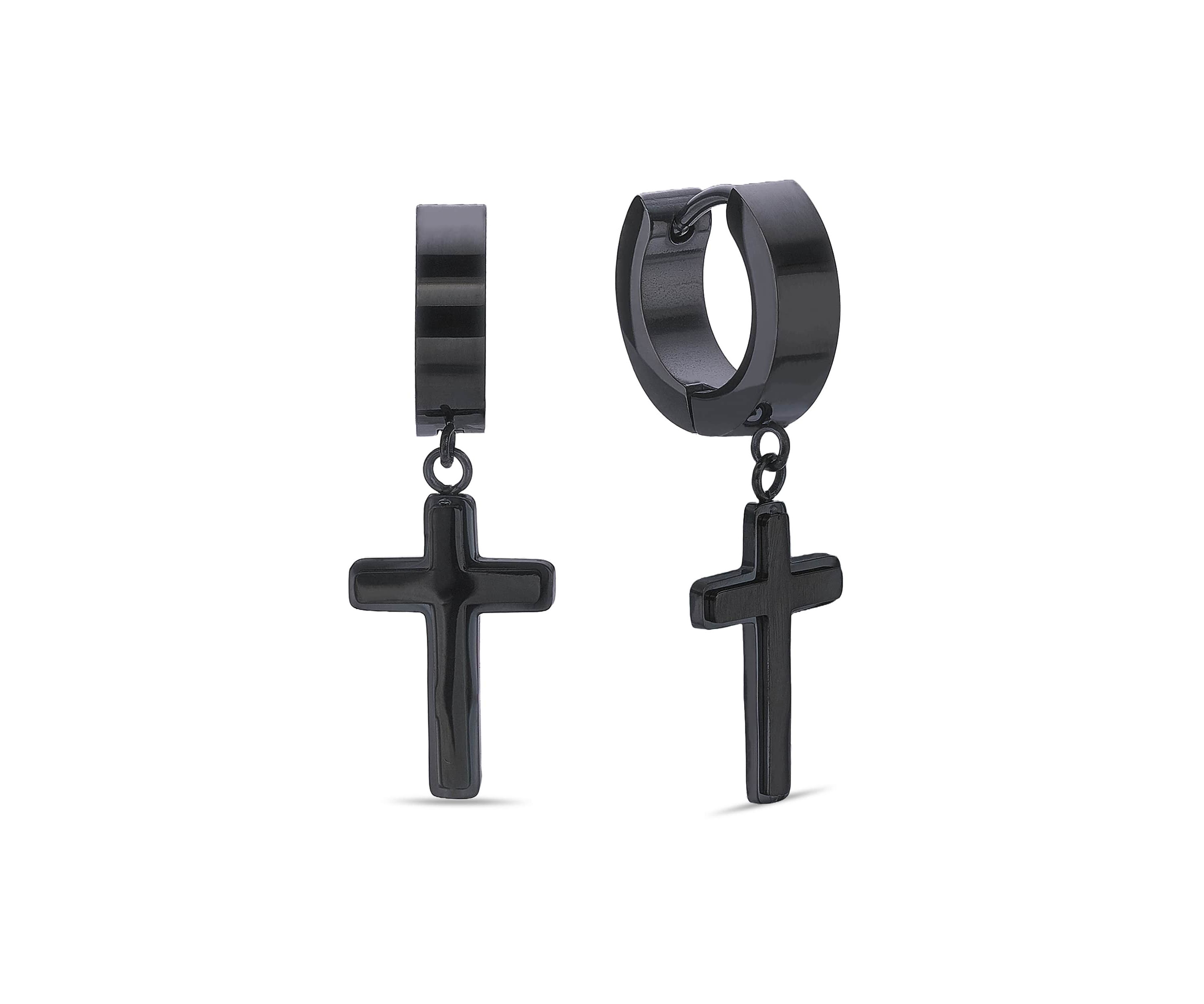 Cross Earrings in Ion Plated Stainless Steel