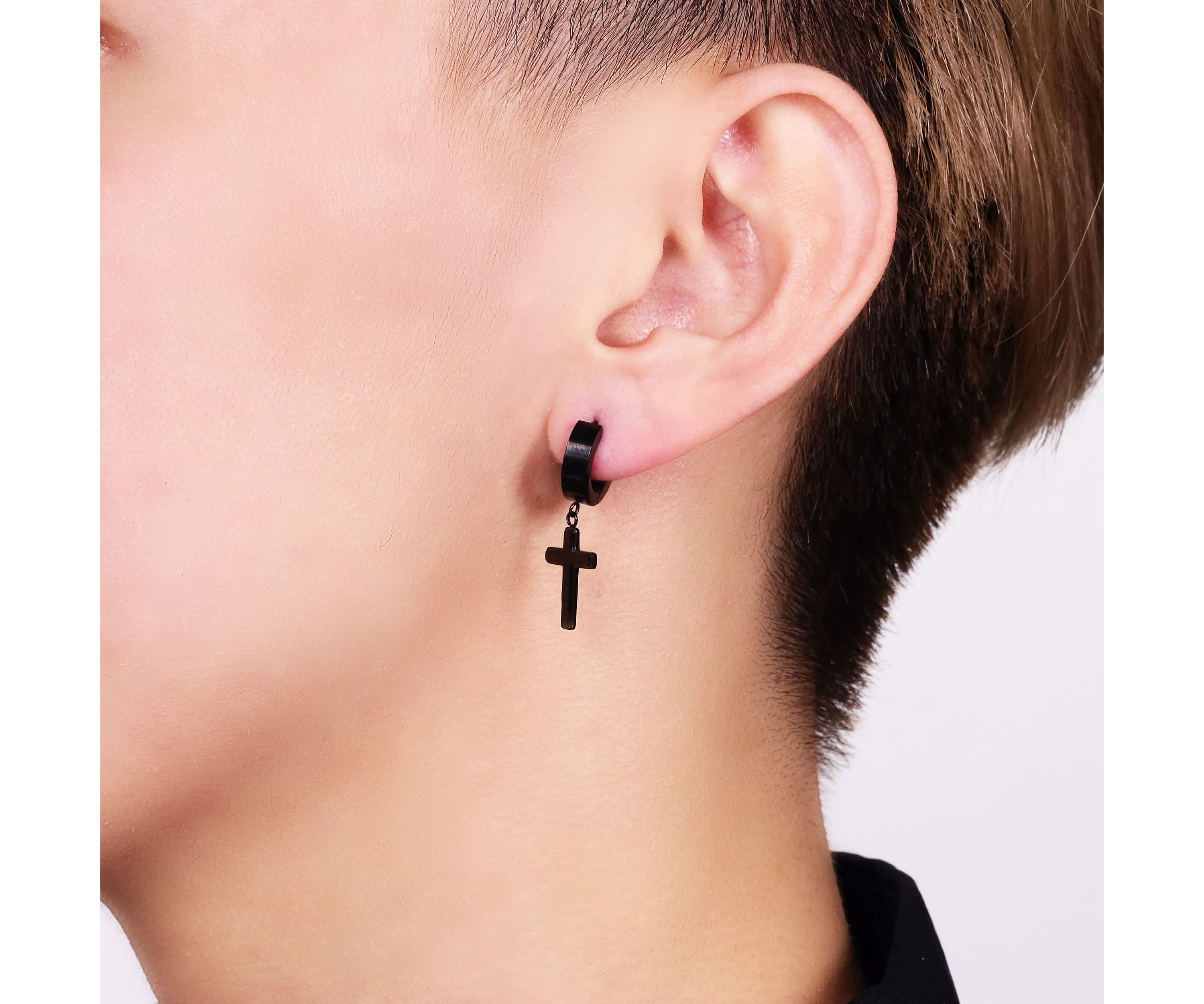 Cross Earrings in Ion Plated Stainless Steel