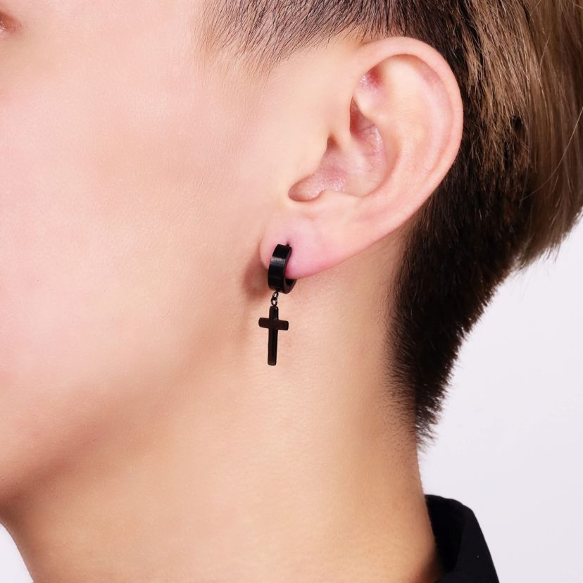 Cross Earrings in Ion Plated Stainless Steel