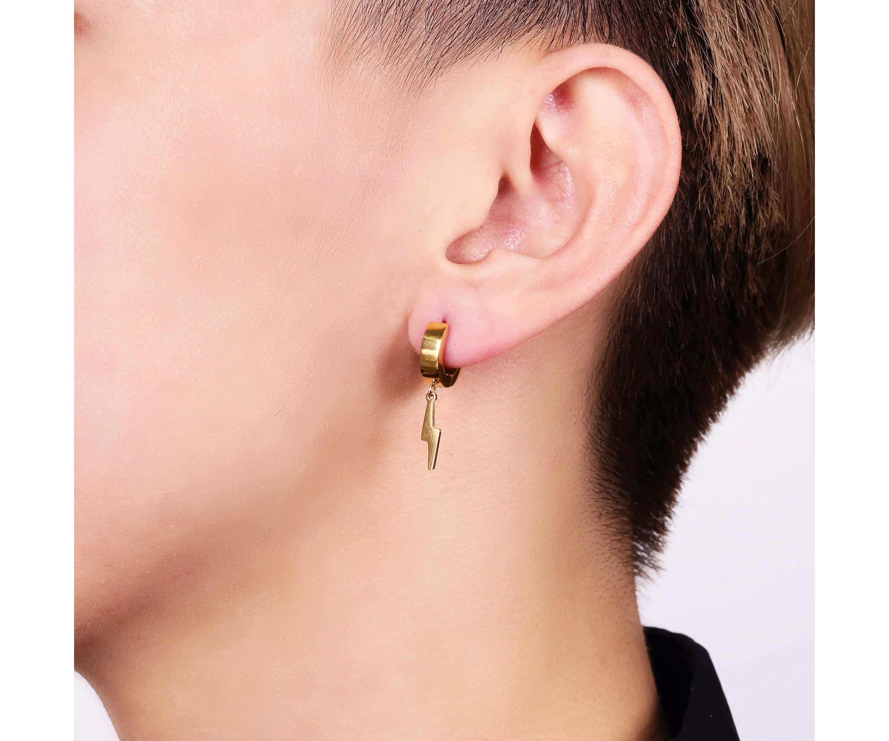 Bolt Hoop Earrings in Ion Plated Stainless Steel