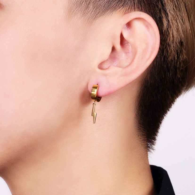 Bolt Hoop Earrings in Ion Plated Stainless Steel