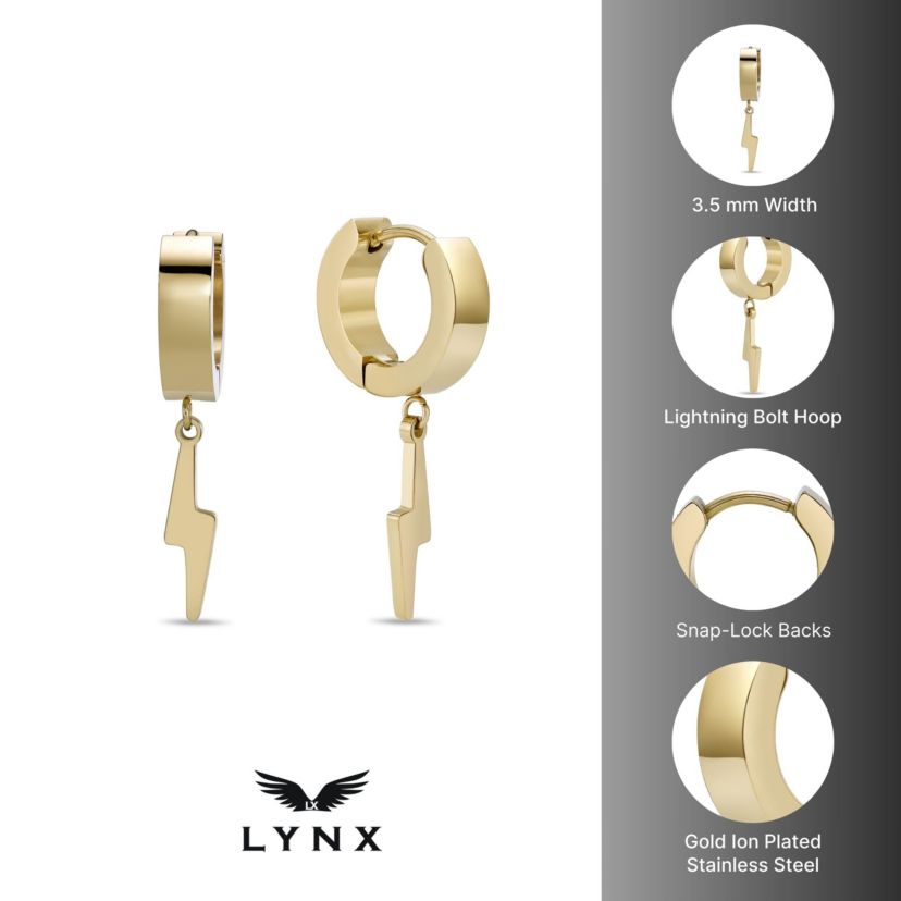 Bolt Hoop Earrings in Ion Plated Stainless Steel