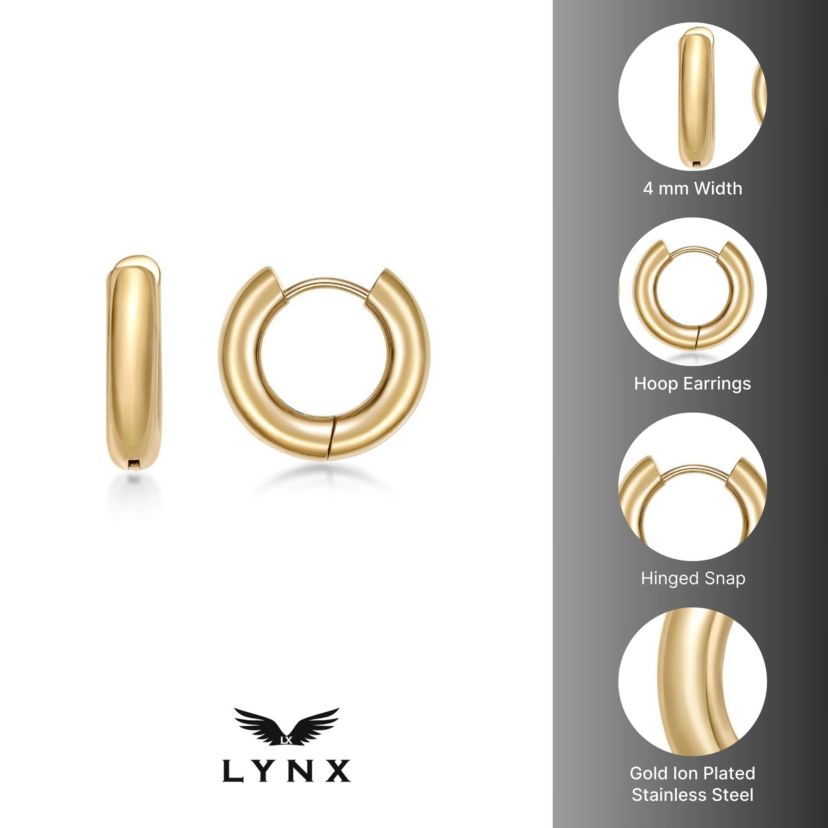 Hoop Earrings in Ion Plated Stainless Steel