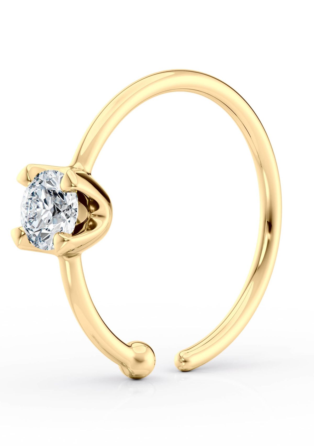 Lab Created Lila Moon Lab-Grown Diamond Accent Hoop Nose Ring in 14K Gold