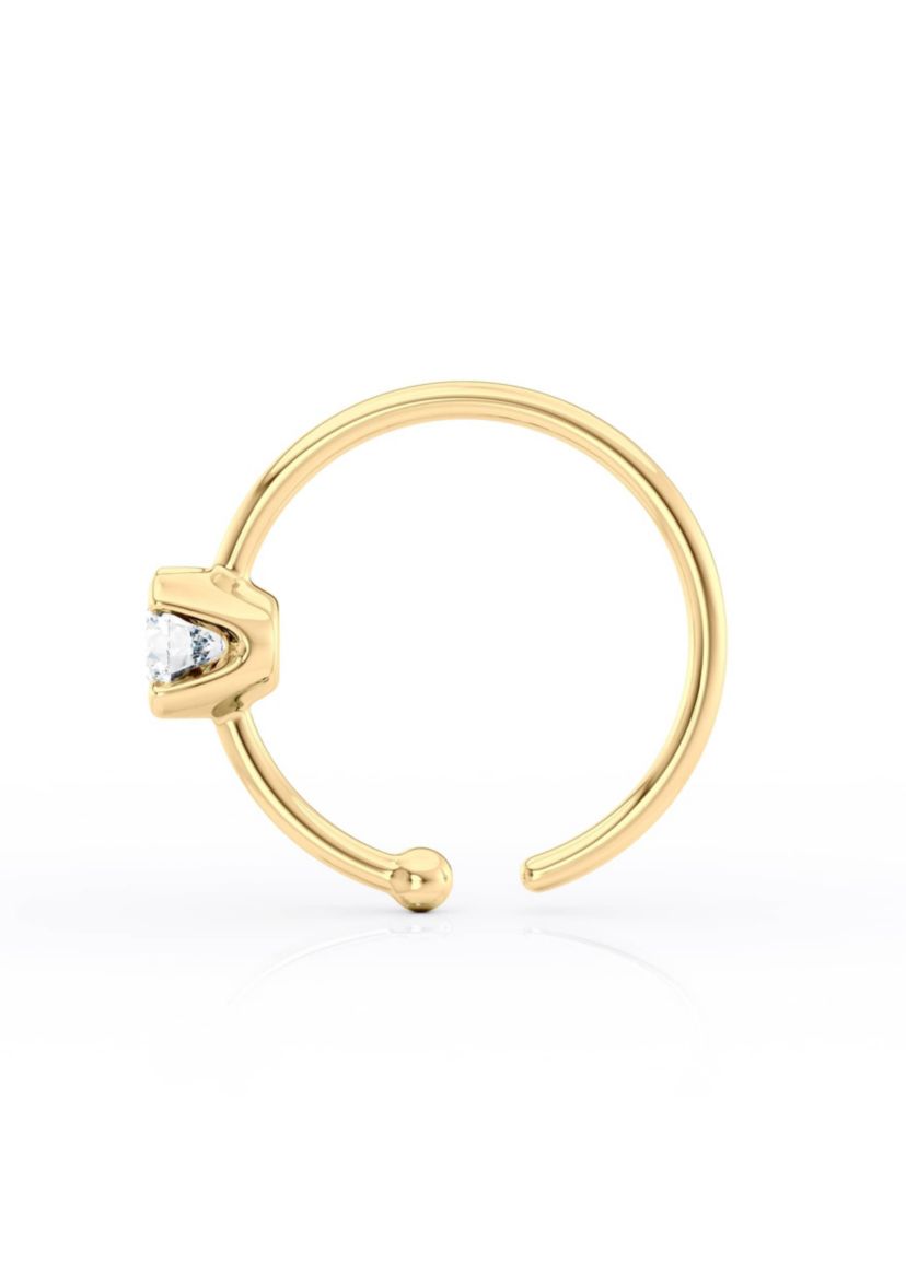 Lab Created Lila Moon Lab-Grown Diamond Accent Hoop Nose Ring in 14K Gold