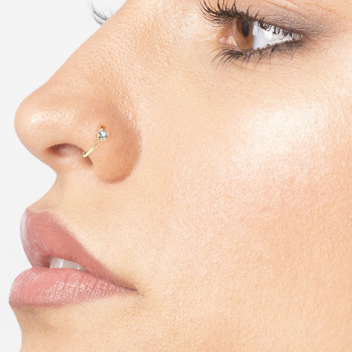 Lab Created Lila Moon Lab-Grown Diamond Accent Hoop Nose Ring in 14K Gold