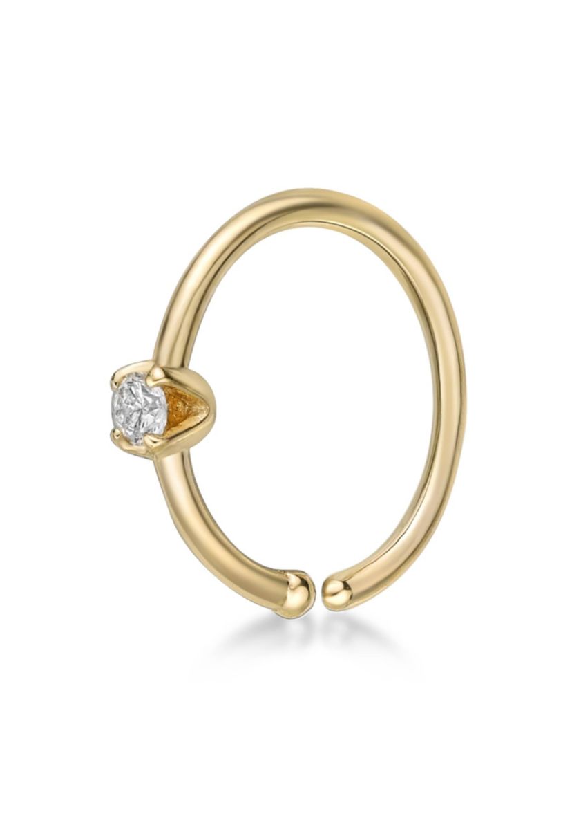Lab Created Lila Moon Lab-Grown Diamond Accent Hoop Nose Ring in 14K Gold
