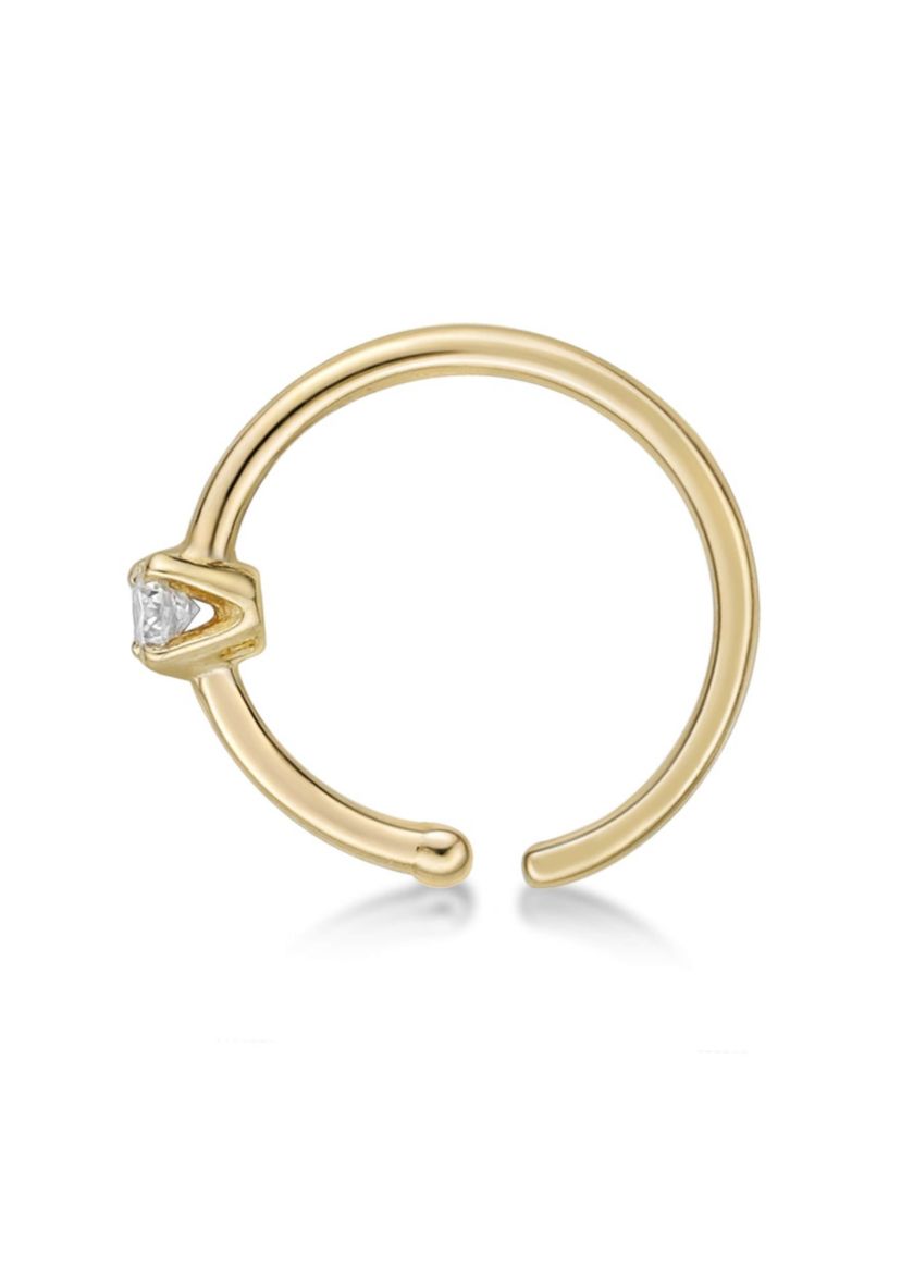 Lab Created Lila Moon Lab-Grown Diamond Accent Hoop Nose Ring in 14K Gold