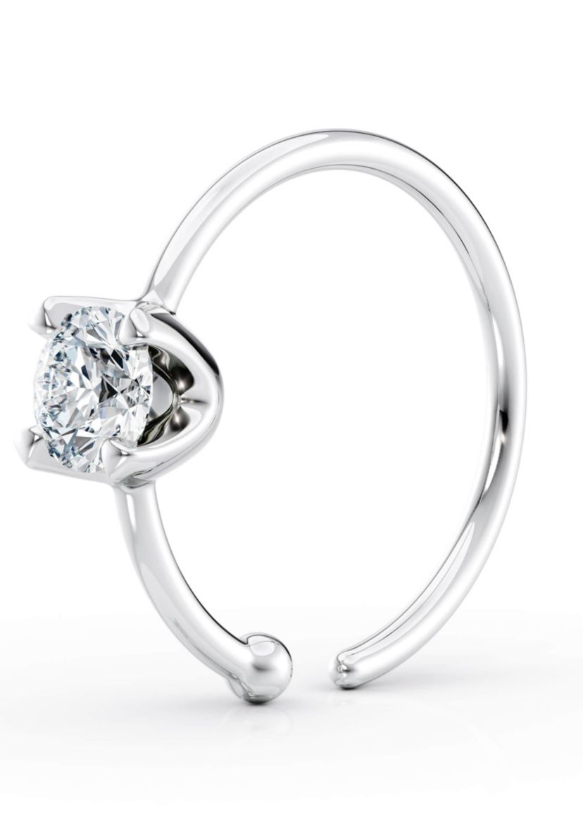 Lab Created Lila Moon Lab-Grown Diamond Accent Hoop Nose Ring in 14K Gold