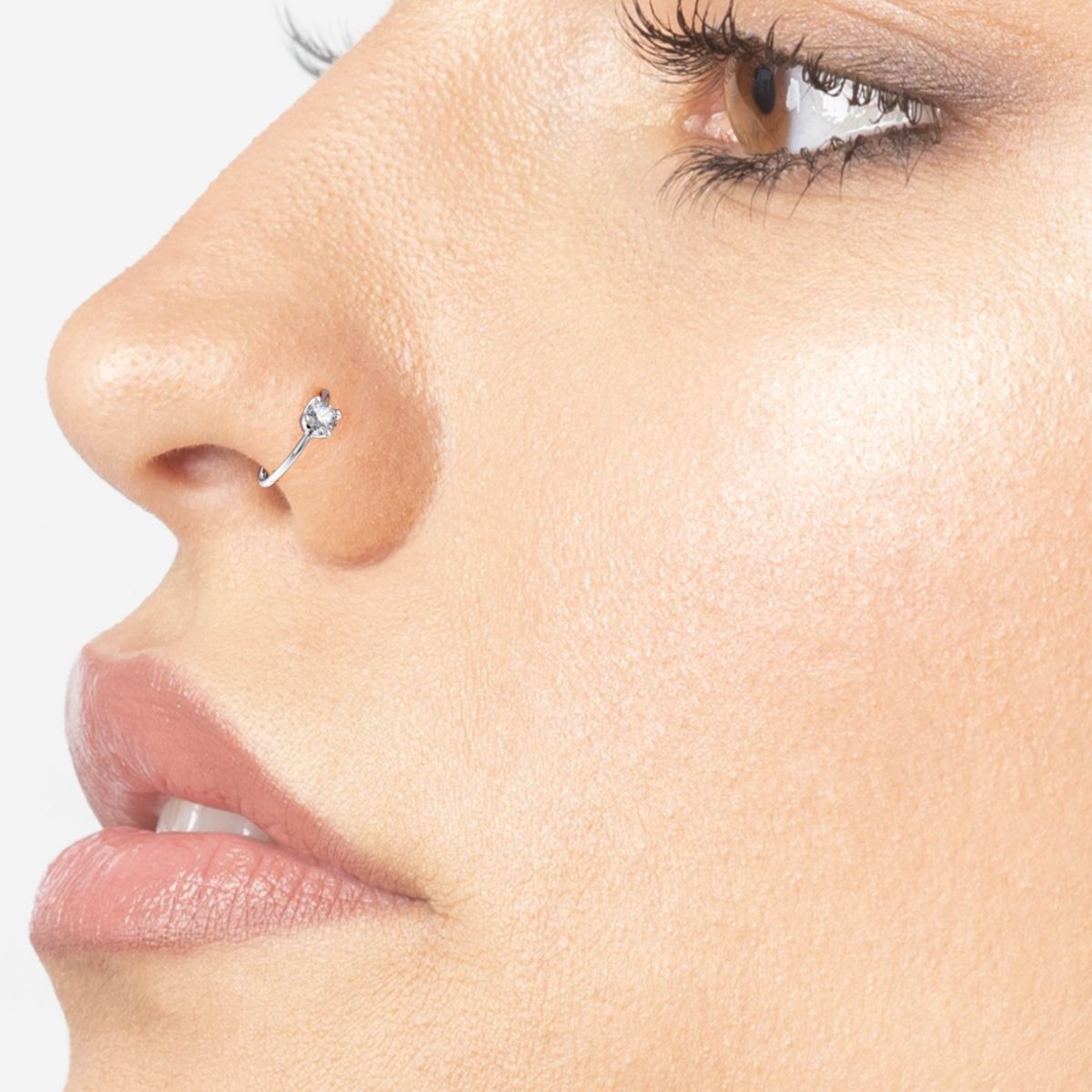 Lab Created Lila Moon Lab-Grown Diamond Accent Hoop Nose Ring in 14K Gold