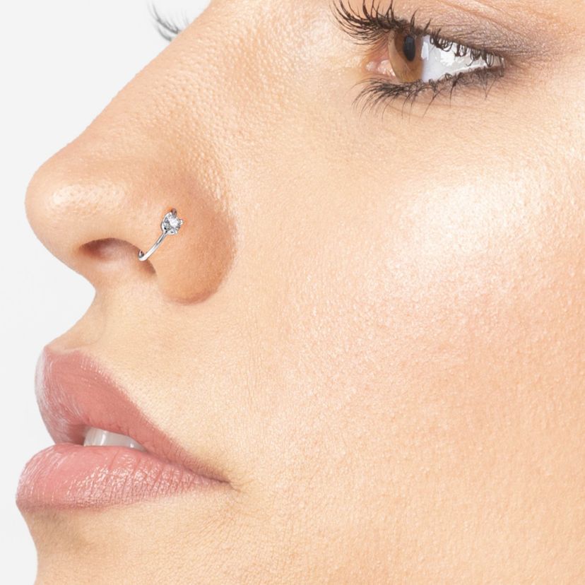 Lab Created Lila Moon Lab-Grown Diamond Accent Hoop Nose Ring in 14K Gold
