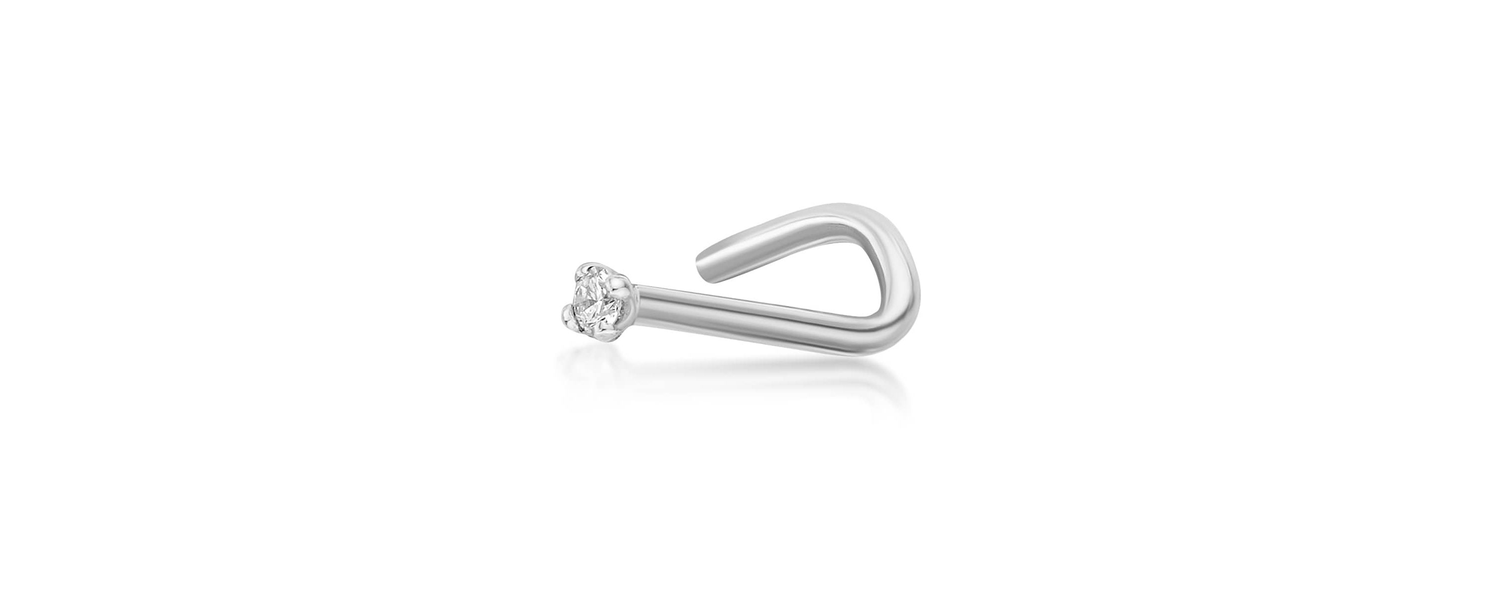 Lab Created Lila Moon Lab-Grown Diamond Accent Curved Nose Stud in 14K Gold