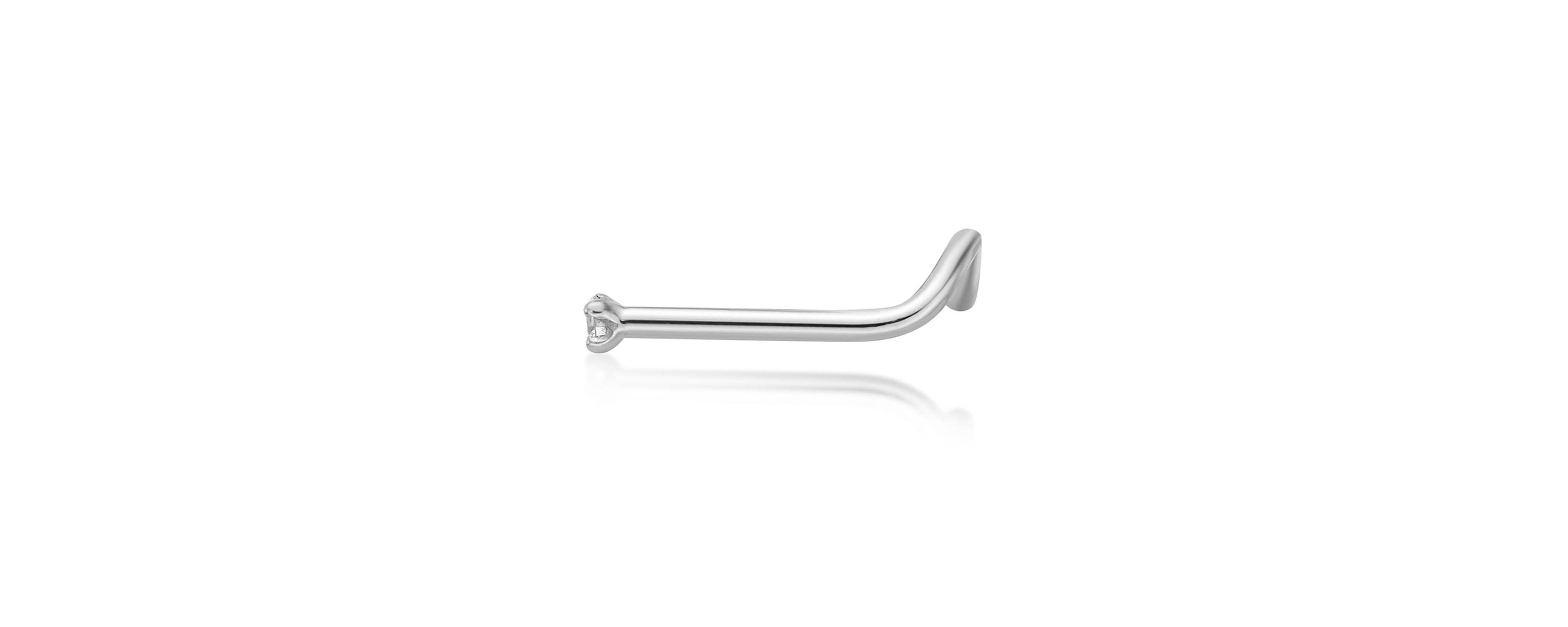 Lab Created Lila Moon Lab-Grown Diamond Accent Curved Nose Stud in 14K Gold