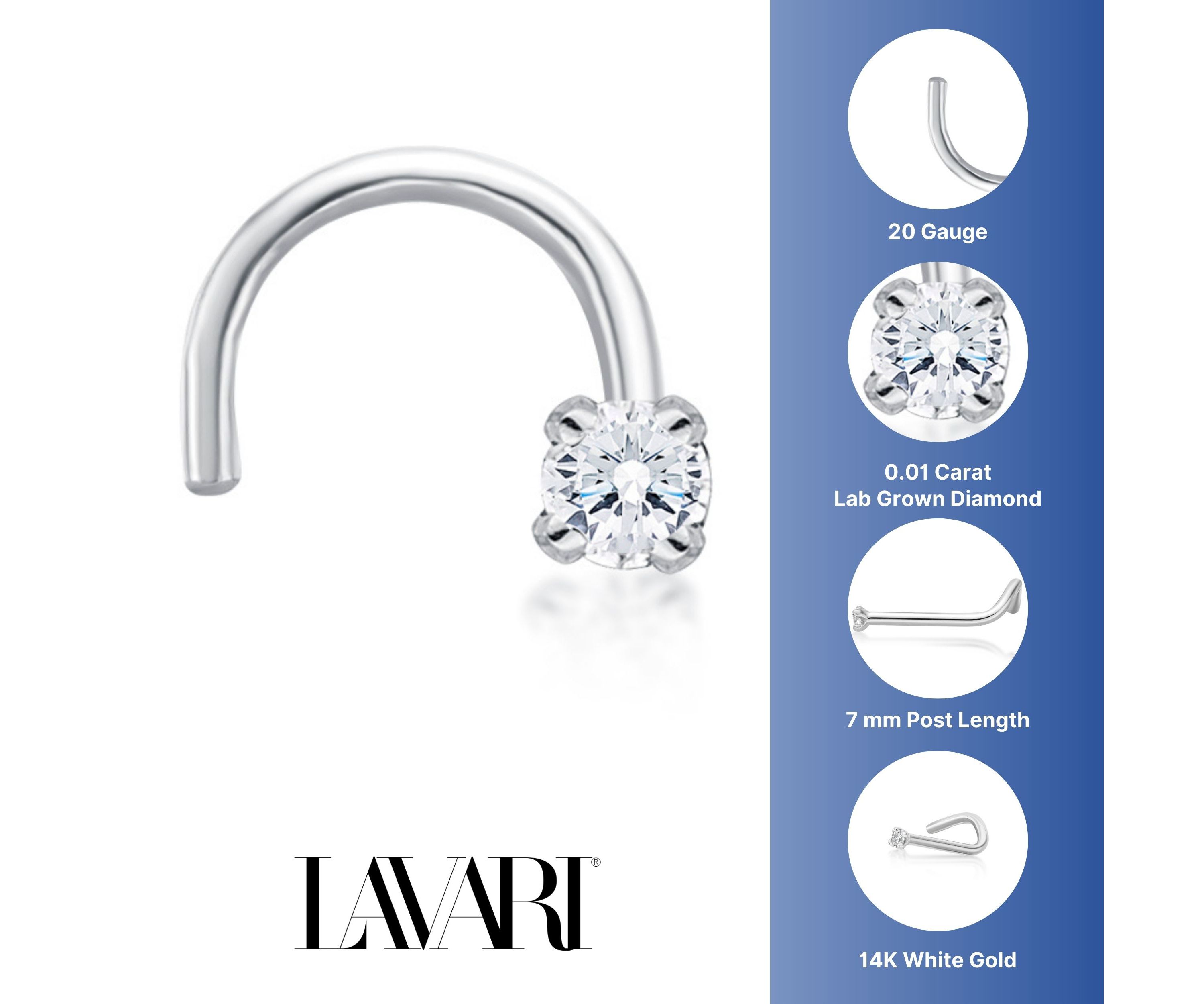 Lab Created Lila Moon Lab-Grown Diamond Accent Curved Nose Stud in 14K Gold