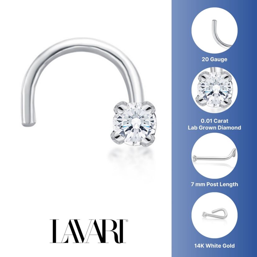 Lab Created Lila Moon Lab-Grown Diamond Accent Curved Nose Stud in 14K Gold