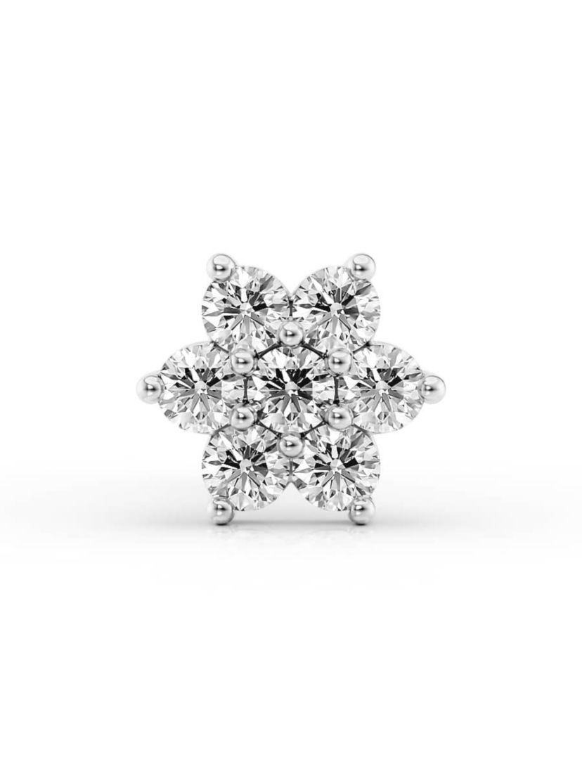 Lab Created Lila Moon Lab-Grown Diamond Accent Flower Nose Stud in  14k Gold