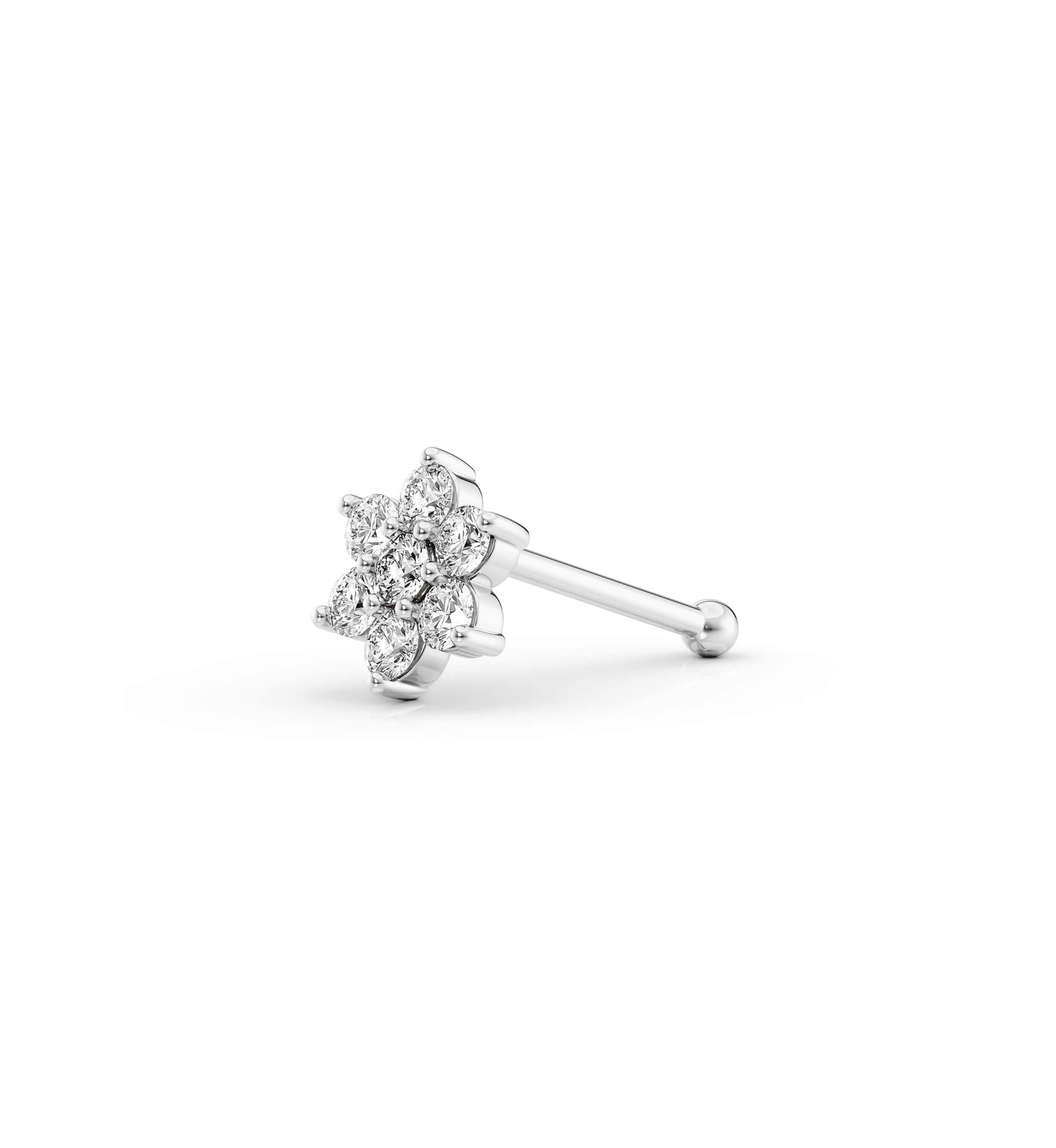 Lab Created Lila Moon Lab-Grown Diamond Accent Flower Nose Stud in  14k Gold