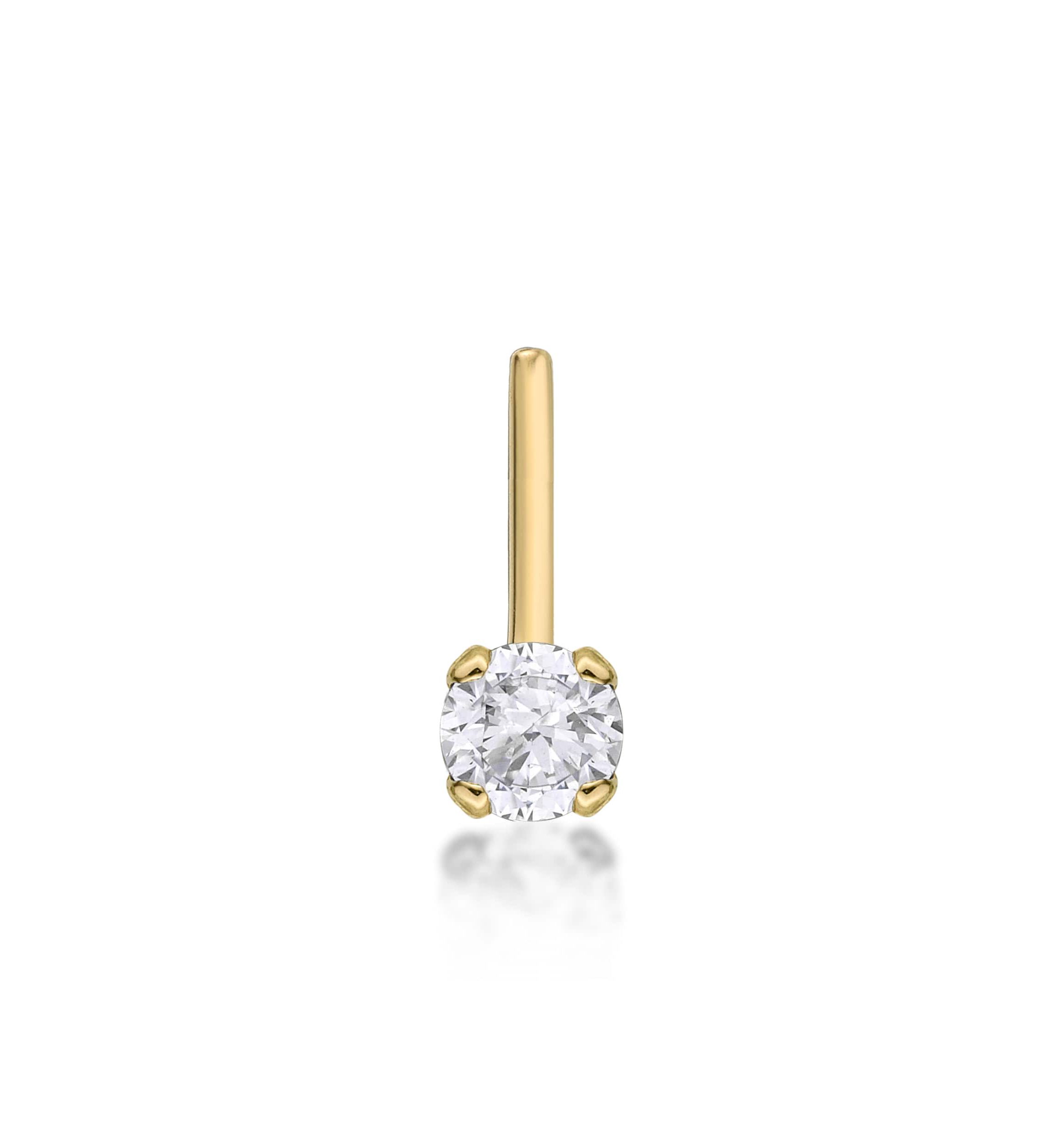 Lab Created Lila Moon Lab-Grown Diamond Accent 90 Degree Nose Stud in 14K Gold