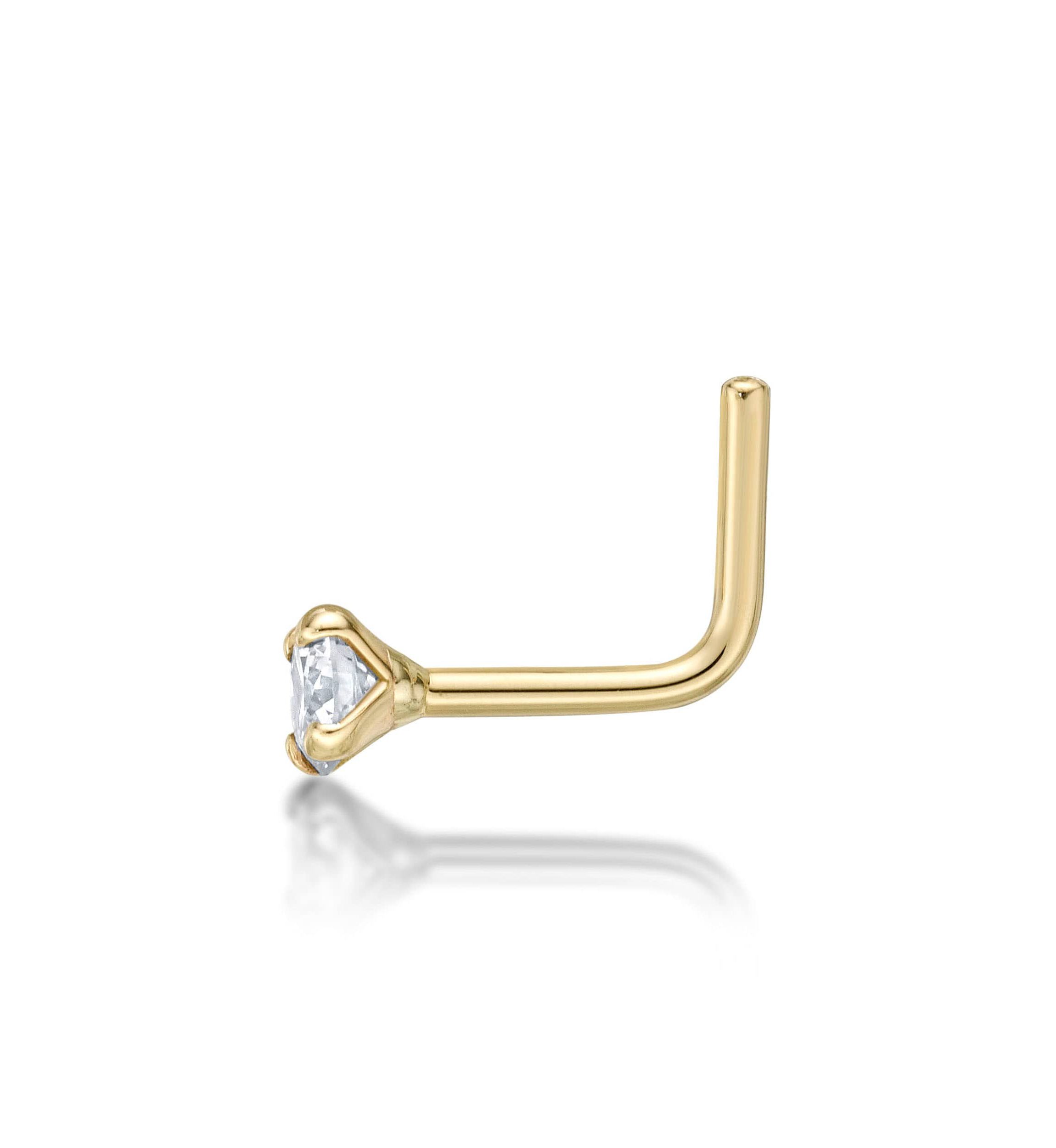 Lab Created Lila Moon Lab-Grown Diamond Accent 90 Degree Nose Stud in 14K Gold