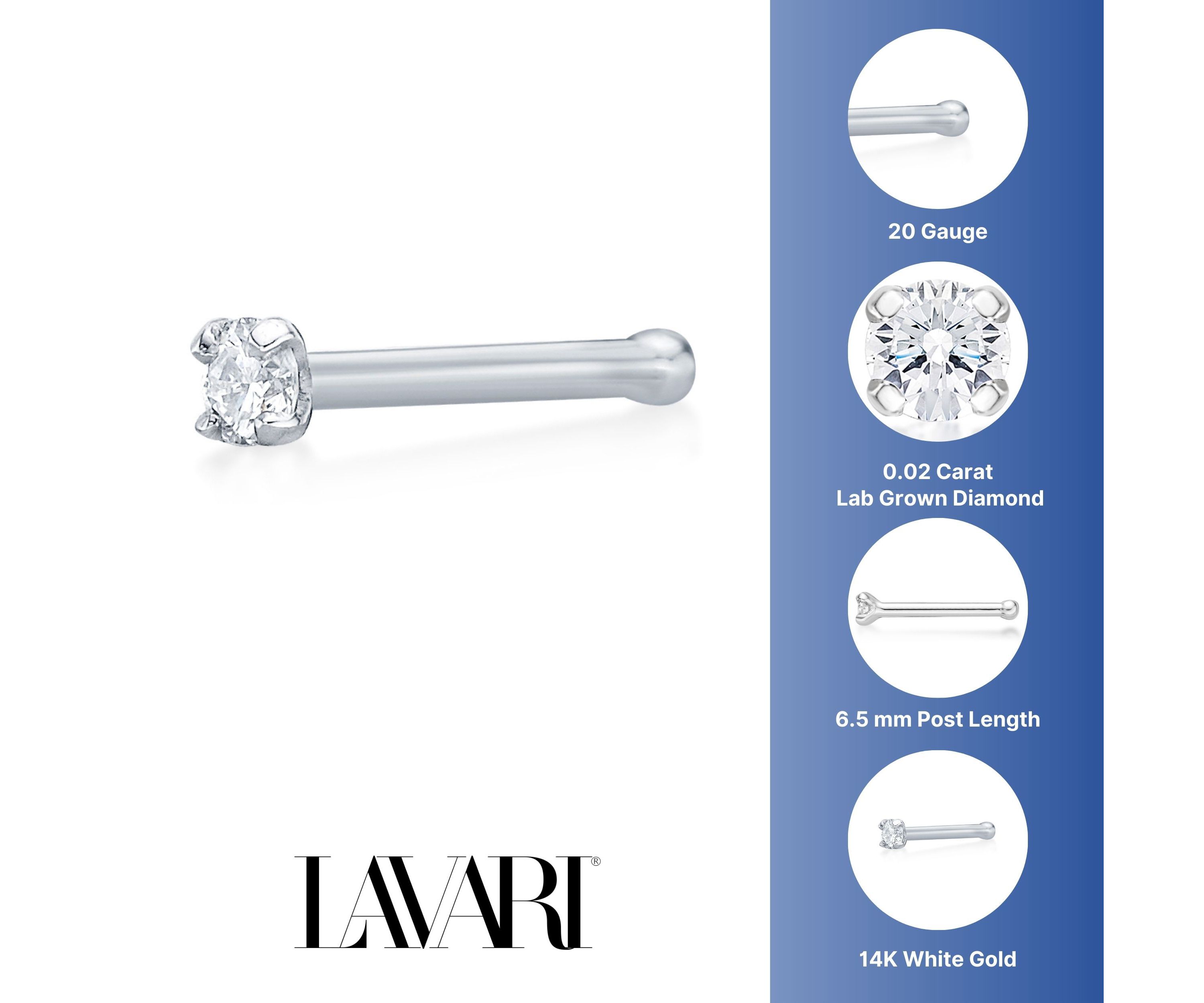 Lab Created Lila Moon Lab-Grown Diamond Accent Nose Stud in 14K Gold