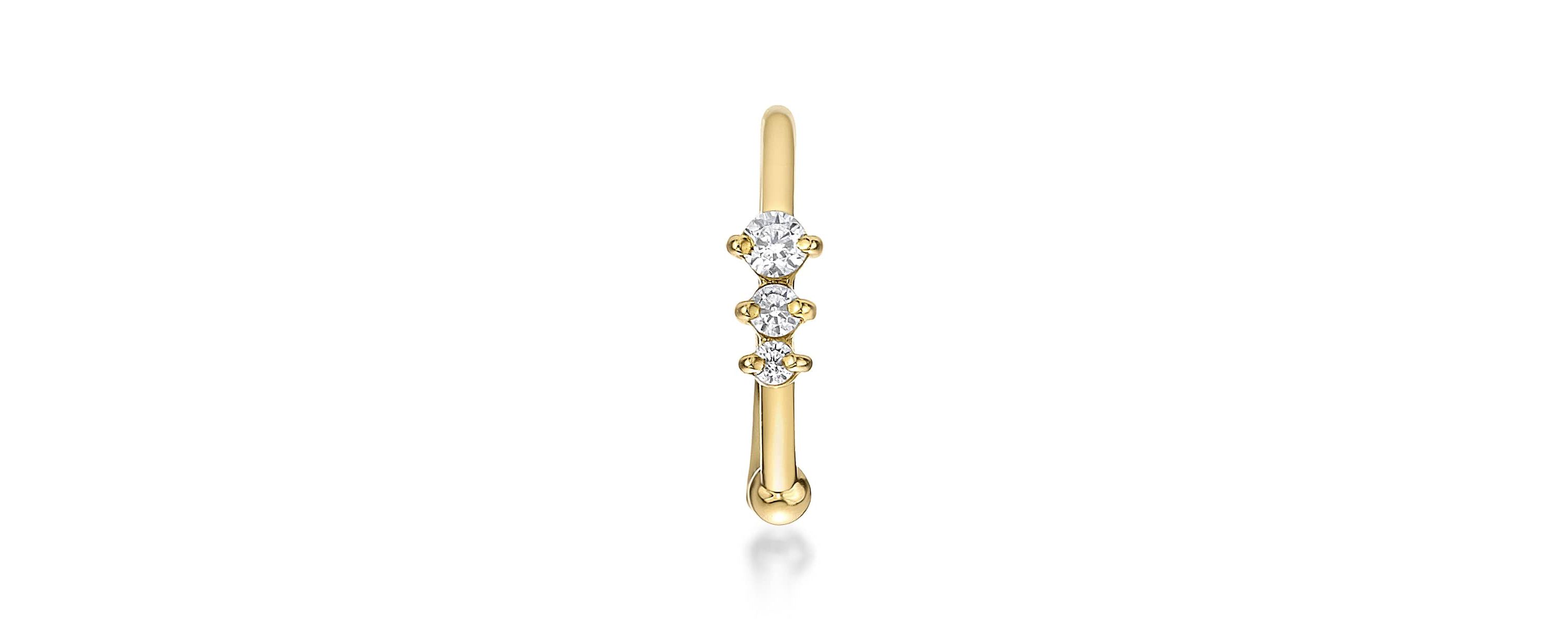 Lab Created Lila Moon Lab-Grown Diamond Accent 3-Stone Round Graduated Hoop Nose Ring in 14K Gold