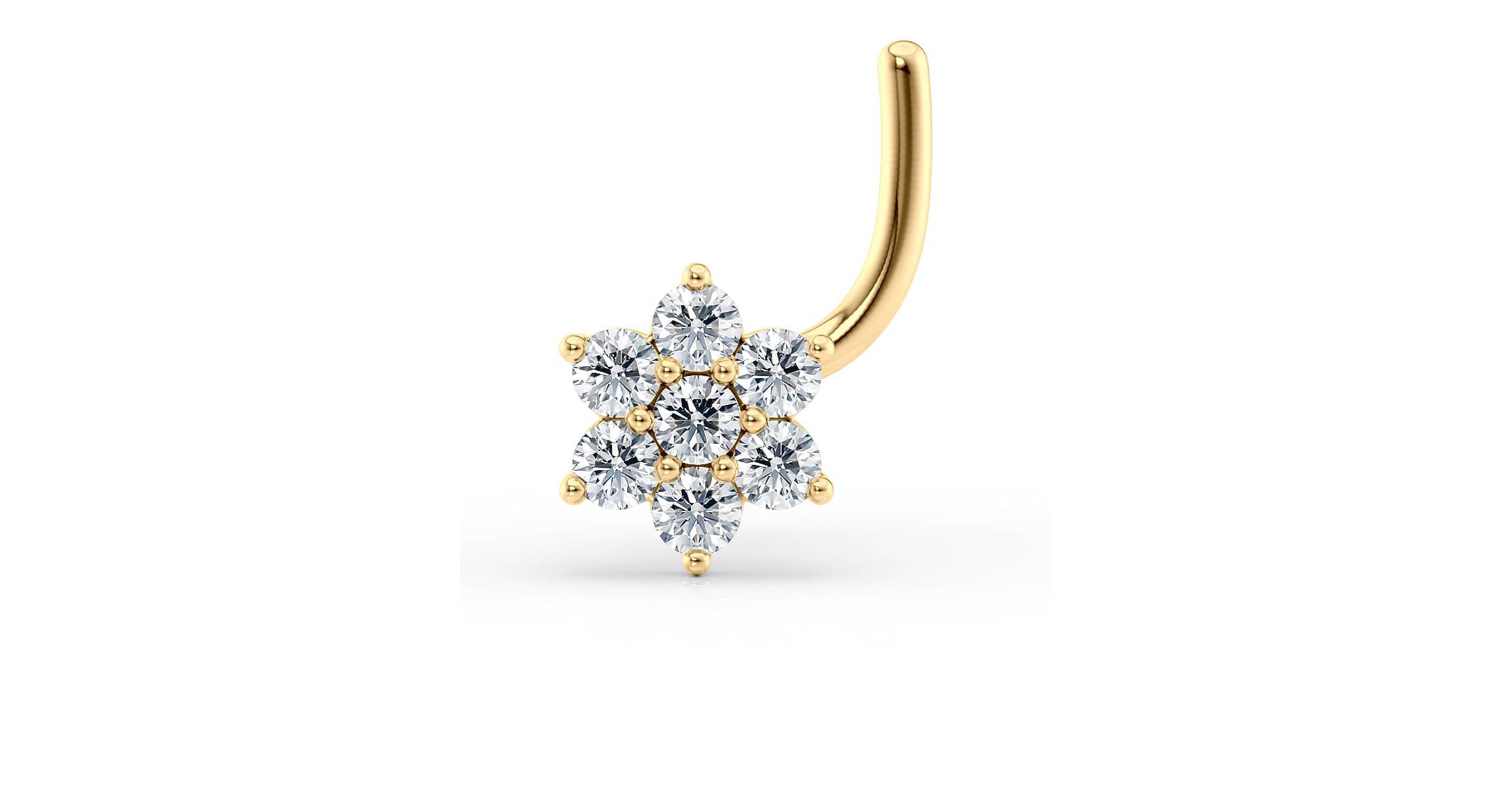 Lab Created Lila Moon Lab-Grown Diamond Accent Flower Nose Stud in  14k Gold
