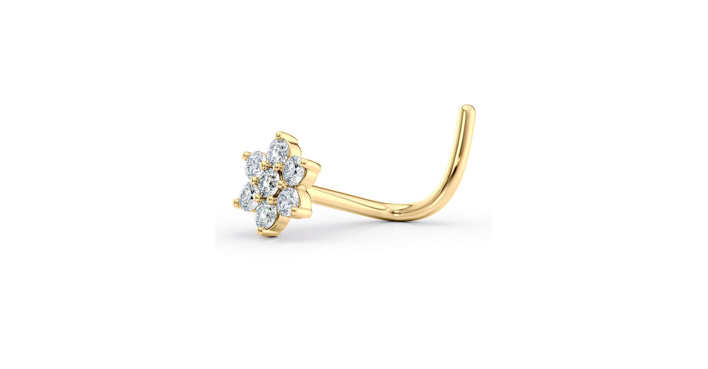 Lab Created Lila Moon Lab-Grown Diamond Accent Flower Nose Stud in  14k Gold