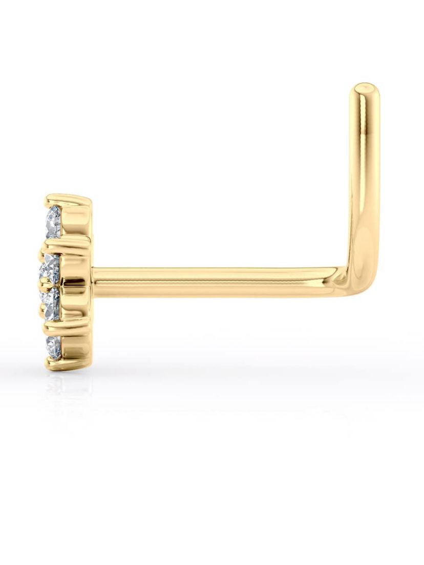 Lab Created Lila Moon Lab-Grown Diamond Accent Flower Nose Stud in  14k Gold