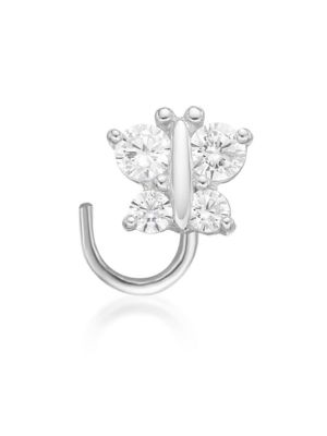 Lab Created Lila Moon 1/10 Carat T.W. Lab-Grown Diamond Butterfly Nose Ring in 14K Gold, White