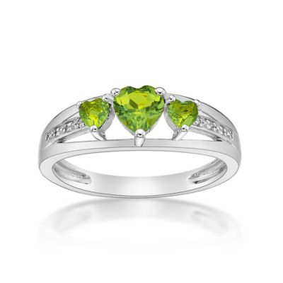 Gemminded Lab Created Sterling Silver Gemstone and Diamond Accent Heart 3-Stone Ring, 9