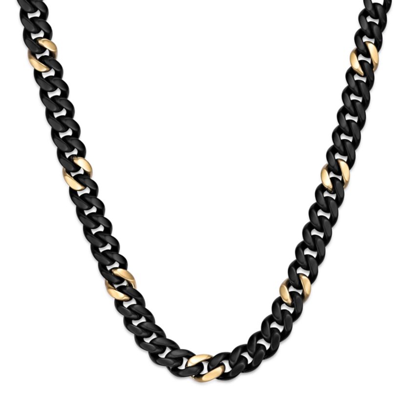 Matte Black Ion-Plated Stainless Steel 12 mm Cuban Chain Necklace