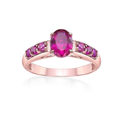 Gemminded Lab Created 1 1/2 ct. t.w. Created Ruby Ring in 2 Micron Rose Gold Plated Silver, 7