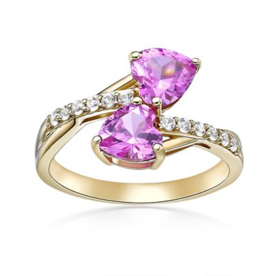 Gemminded Lab Created 1 ct. t.w. Created Pink Sapphire and Created White Sapphire Ring in 2 Micron Gold Plated Silver