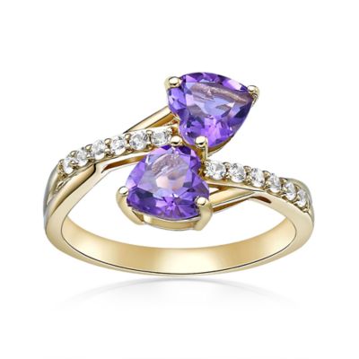 Gemminded 2 ct. t.w. Amethyst and Created White Sapphire Ring in 2 Micron 18k Gold Plated Silver