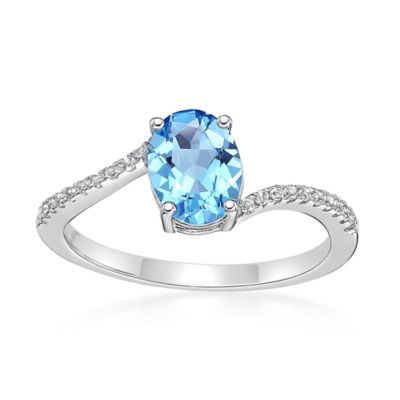Gemminded 2.4 ct. t.w. ISQA Certified Blue Topaz and Created White Sapphire Ring in Streling Silver, 9