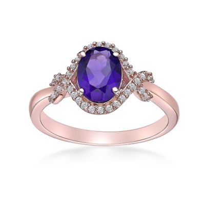Gemminded 2 3/4 ct. t.w. Amethyst and White Topaz Ring in 2 Micron 18k Rose Gold Plated Silver, Purple, 6