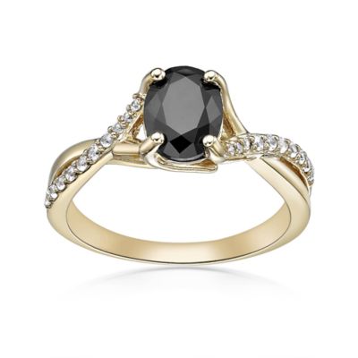 Gemminded Black Onyx and Lab-Created White Sapphire Ring in 2 micron 18k Gold-Plated Sterling Silver