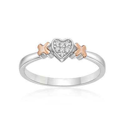 Gemminded Diamond Accent Heart Promise Ring in Sterling Silver, Pink, 7