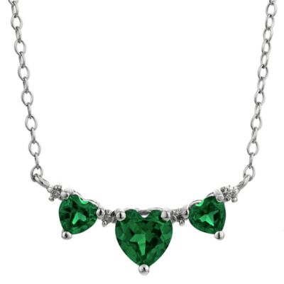 Gemminded Lab Created Three Heart Gemstone Pendant Necklace in Sterling Silver, 18 in