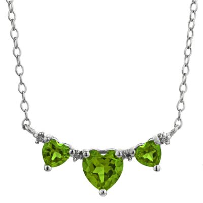 Gemminded Lab Created Three Heart Gemstone Pendant Necklace in Sterling Silver