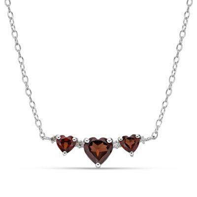 Gemminded Lab Created Three Heart Gemstone Pendant Necklace in Sterling Silver, 18 in