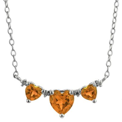 Gemminded Lab Created Three Heart Gemstone Pendant Necklace in Sterling Silver, 18 in
