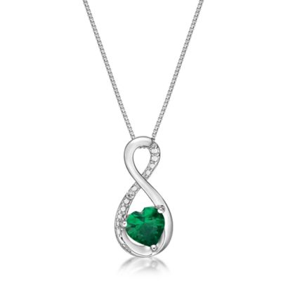 Gemminded Lab Created Heart-Shaped Gemstone Infinity Pendant in Sterling Silver, 18 in