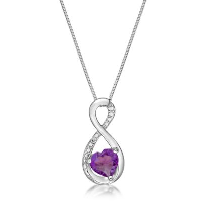 Gemminded Lab Created Heart-Shaped Gemstone Infinity Pendant in Sterling Silver, 18 in